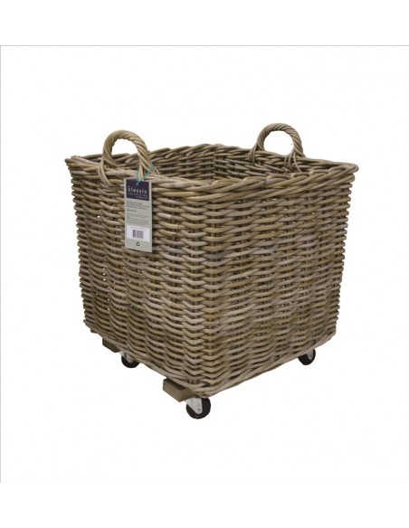 KUBU SQUARE BASKET WITH HANDLES & WHEELS MEDIUM 43CM