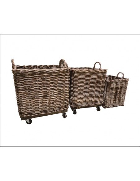 KUBU SQUARE BASKET WITH HANDLES & WHEELS LARGE 50CM
