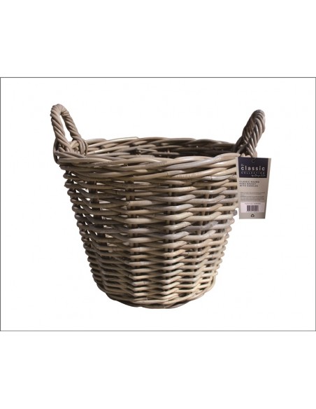 CLASSIC COLLECTION ROUND KUBU LOG BASKET WITH HANDLES