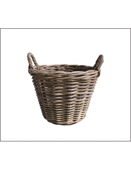 CLASSIC COLLECTION ROUND KUBU LOG BASKET WITH HANDLES