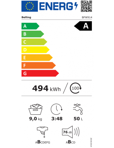 BELLING 9KG 1400 SPIN LED BUTTONS...