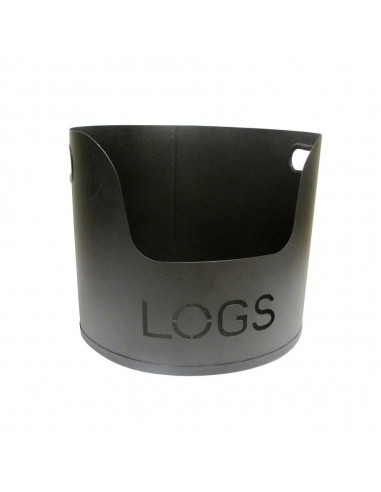 ROUND LOG BUCKET BLACK 12"
