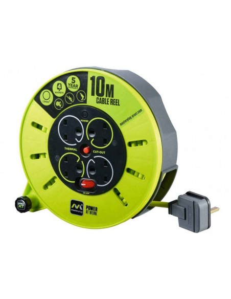 MASTERPLUG 4 SOCKET 10M 13AMP MEDIUM CASSETTE REEL
