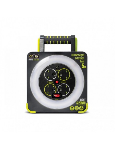 MASTERPLUG 4 SOCKET 5M 13A 25MM WORK LIGHT CABLE REEL