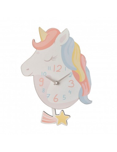 HOMETIME KIDS WOODEN UNICORN WALL CLOCK