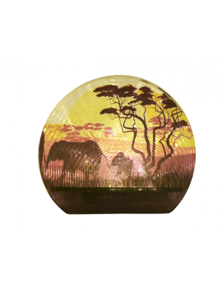 NATURECRAFT SAFARI GLASS ART LED LIGHT ROUND