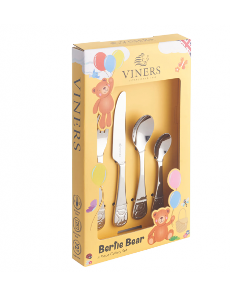 VINERS BERTIE 4 PIECE KIDS CUTLERY SET GIFTBOX