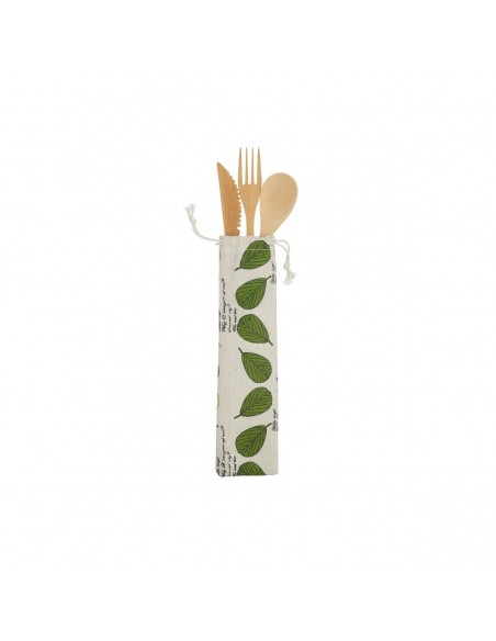 NATURAL ELEMENTS BAMBOO CUTLERY SET WITH FABRIC POUCH